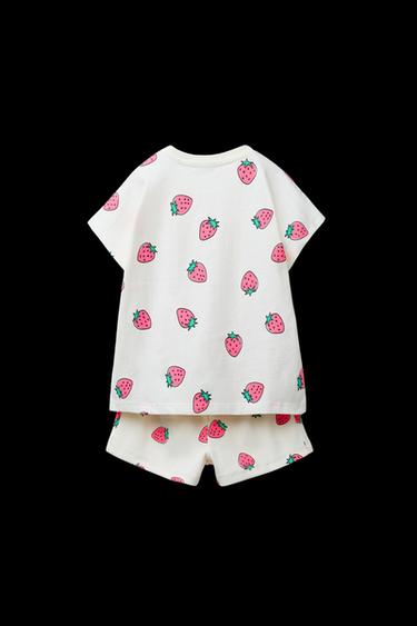 T-SHIRT- UND RIB-BERMUDA-GARNITUR MIT PRINT - Rosa von Zara