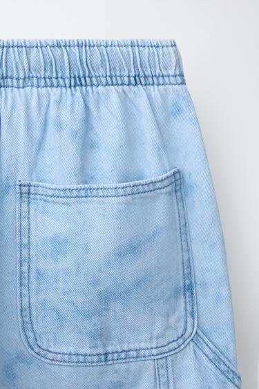 TIE-DYE DENIM BERMUDA SHORTS - Light blue by Zara - Image 3