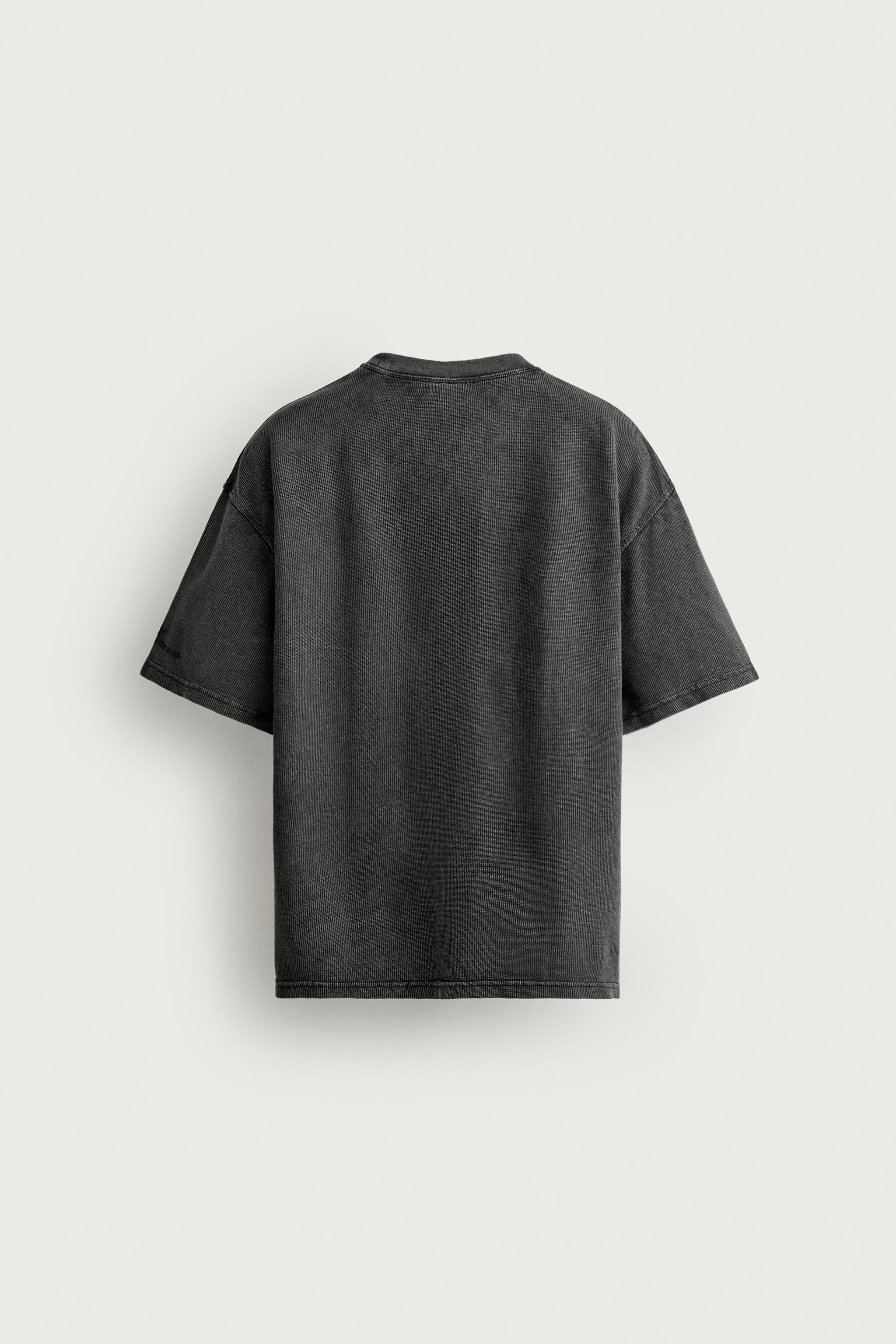 Мужские футболки Zara WASHED WAFFLE KNIT T-SHIRT — фото 9