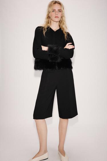 FAUX FUR KNIT CARDIGAN - Black by Zara