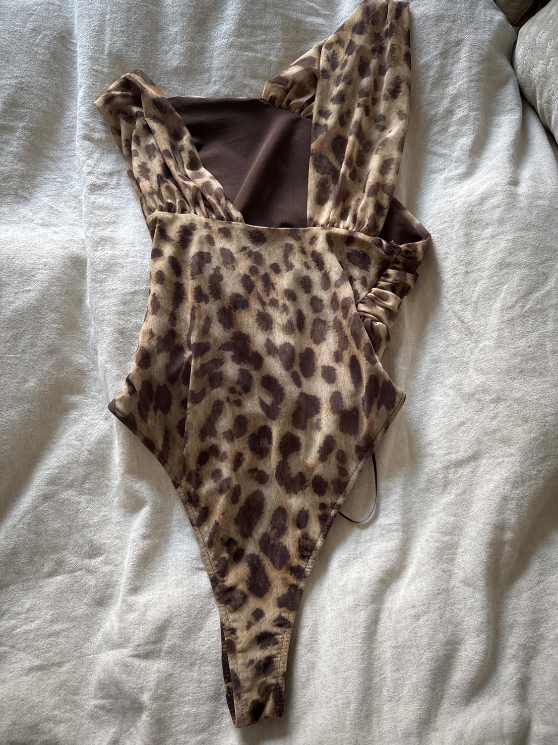 ANIMAL PRINT DRAPED TULLE BODYSUIT - Image 2
