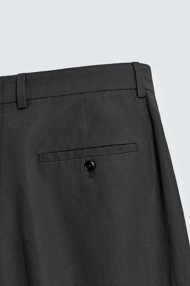 POPLIN SUIT TROUSERS - Charcoal by Zara - Image 9