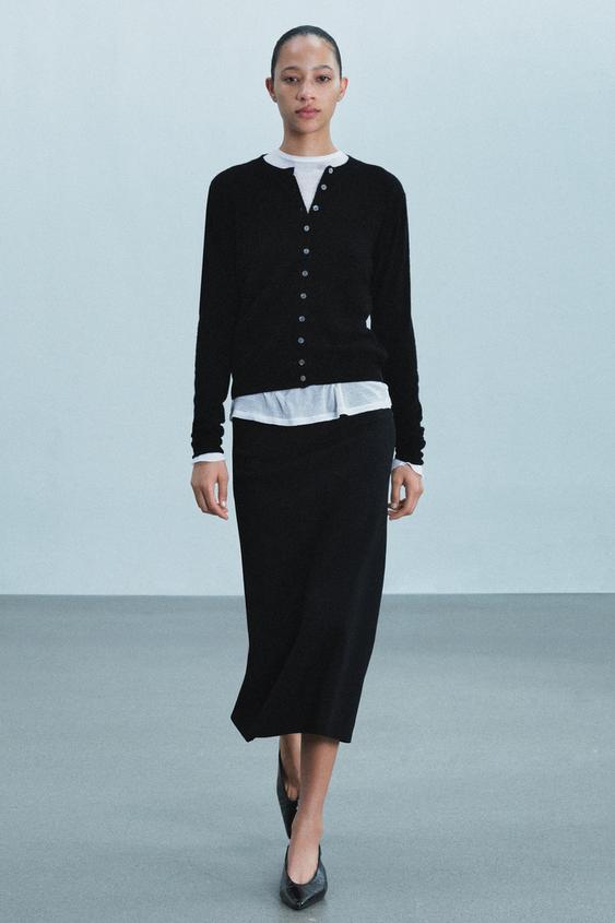 Женский кардиган Zara Extra-Soft 100% Wool, цвет: Чёрный