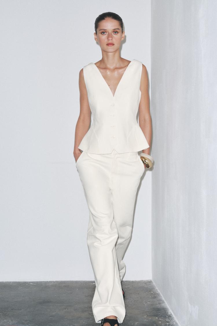 PANTALÓN ALGODÓN ZW COLLECTION Blanco ZARA Chile