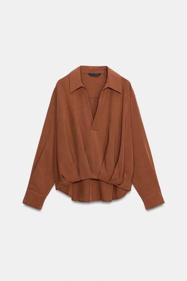 CHEMISE BAS BOUFFANT - Tabac de Zara - Image 5