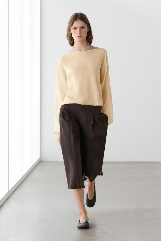 Long Bermuda shorts with striped detail from Zara - $130