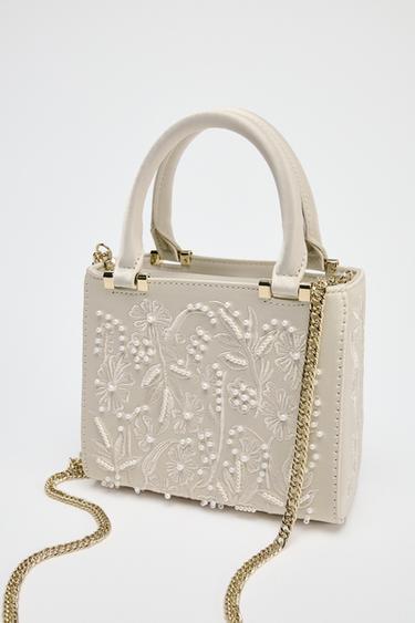 SATIN-EFFECT PEARL HANDBAG - Ecru by Zara - Image 2
