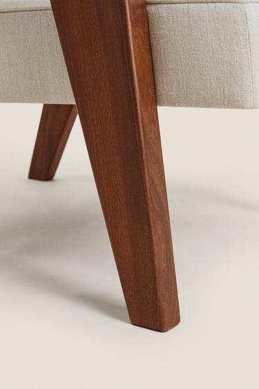ZARA HOME BY BLASCO UPHOLSTERED WALNUT ACCENT CHAIR - Ecru by Zara