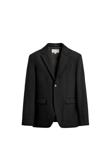 Zara 100% WOOL SUIT BLAZER ORIGINS - Black