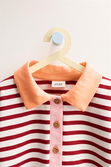 ZARA TIMELESS - STRIPED POLO COLLAR T-SHIRT - Red / White by Zara - Image 2