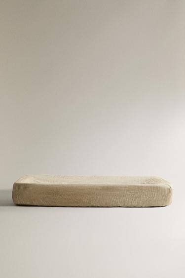 STRIPED MUSLIN BABY CHANGING MAT COVER - Green by Zara