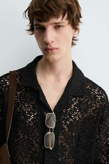 CROCHET TEXTURED SHIRT - Black by Zara - Image 5