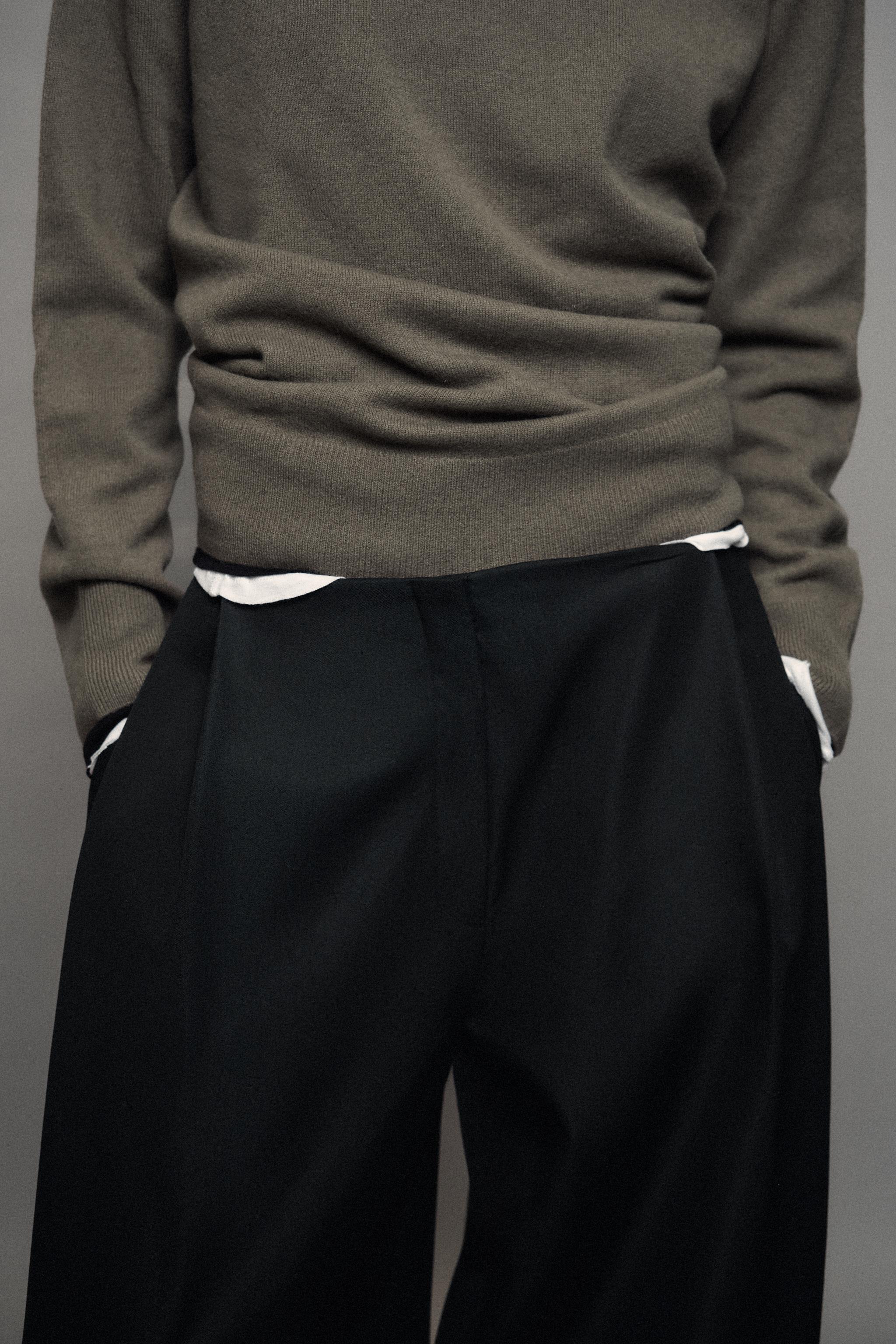 Zara ZW COLLECTION PENSLİ GENİŞ PAÇA PANTOLON görsel 3