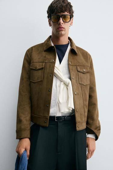VESTE EFFET DAIM REGULAR FIT - Marron clair de Zara - Image 5