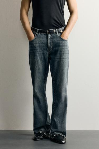 JEAN COUPE FLARE - Bleu / Vert de Zara