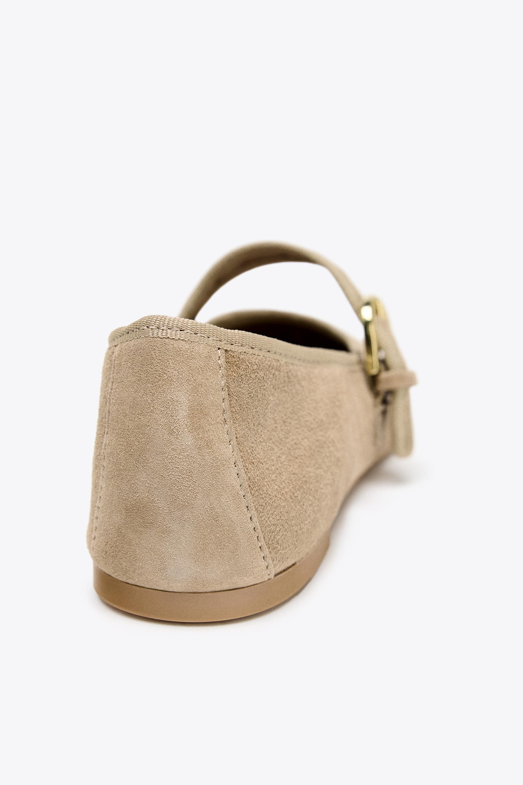 SUEDE STRAP BALLET FLATS
