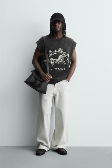 HORSE PRINT KNIT TANK TOP - Black by Zara