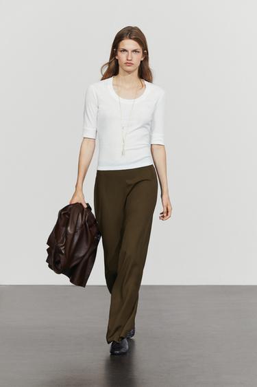 Pantalón baggy fluido - Marrón vigoré de Zara