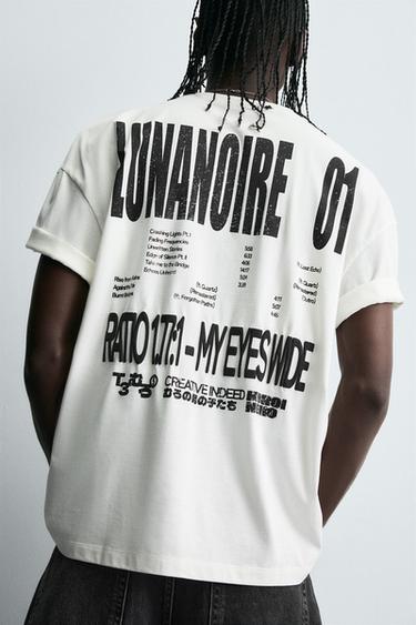 T-SHIRT WITH GRAPHIC TEXT - White de Zara - Image 4