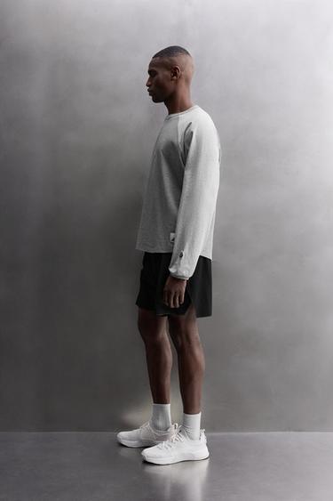 EMBROIDERED LONG SLEEVE COLOUR BLOCK T-SHIRT - Grey marl by Zara - Image 3