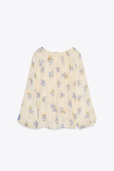SEMI-SHEER FLORAL PRINT BLOUSE - Multicoloured by Zara - Image 2