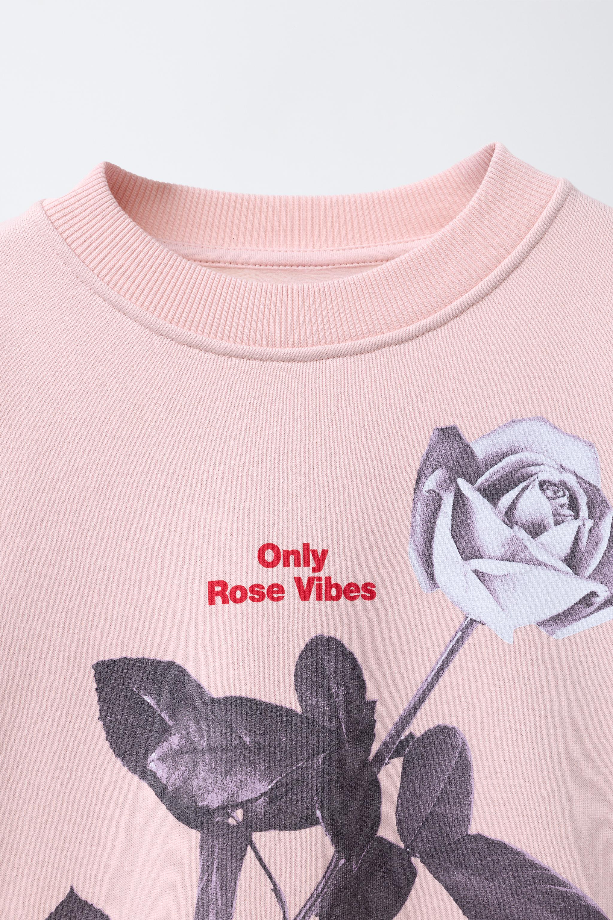 RAISED FLORAL SWEATSHIRT - Pink | ZARA United States