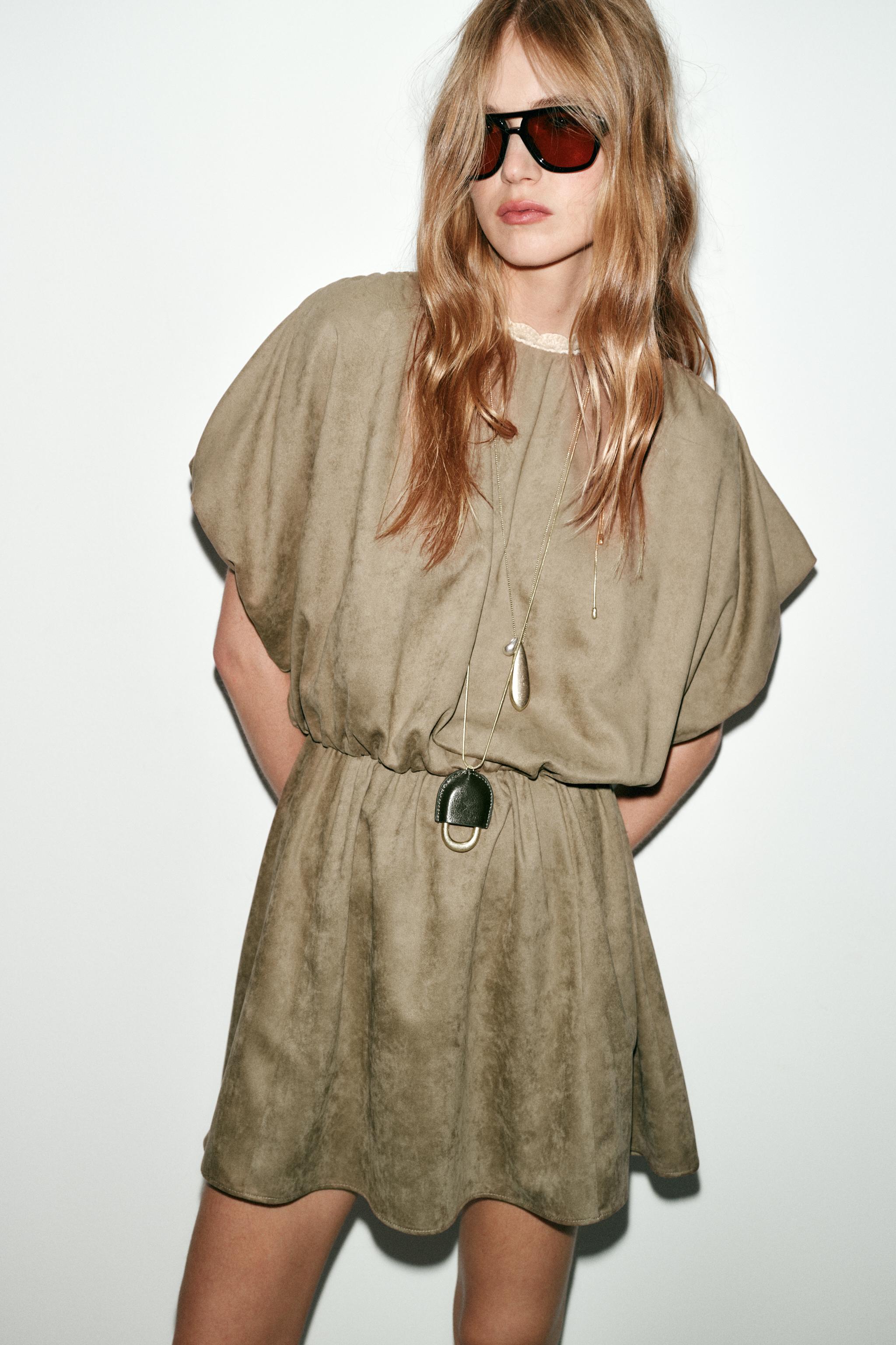 FAUX SUEDE SHORT DRESS