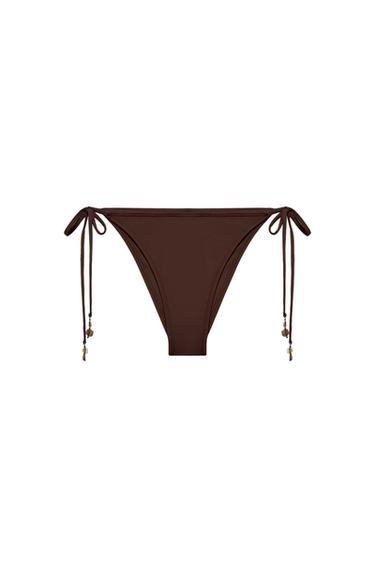 CUECAS DE BIQUÍNI COM ATILHOS CONCHAS MARISA BERENSON X ZARA - Castanho da Zara