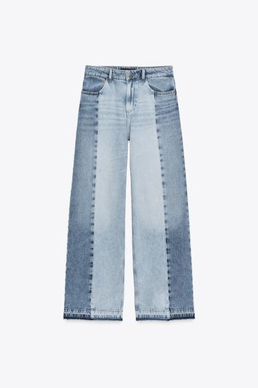 Z1975 WIDE-LEG HIGH-WAIST COMBINED JEANS - Mid-blue by Zara