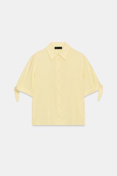 SHORT SLEEVE SHIRT WITH RAMIE TIES - Light yellow by Zara