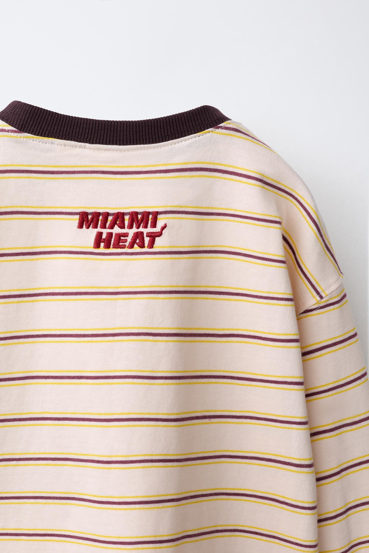 Детская футболка Zara NBA Miami Heat Striped, цвет: Экрю — фото 5