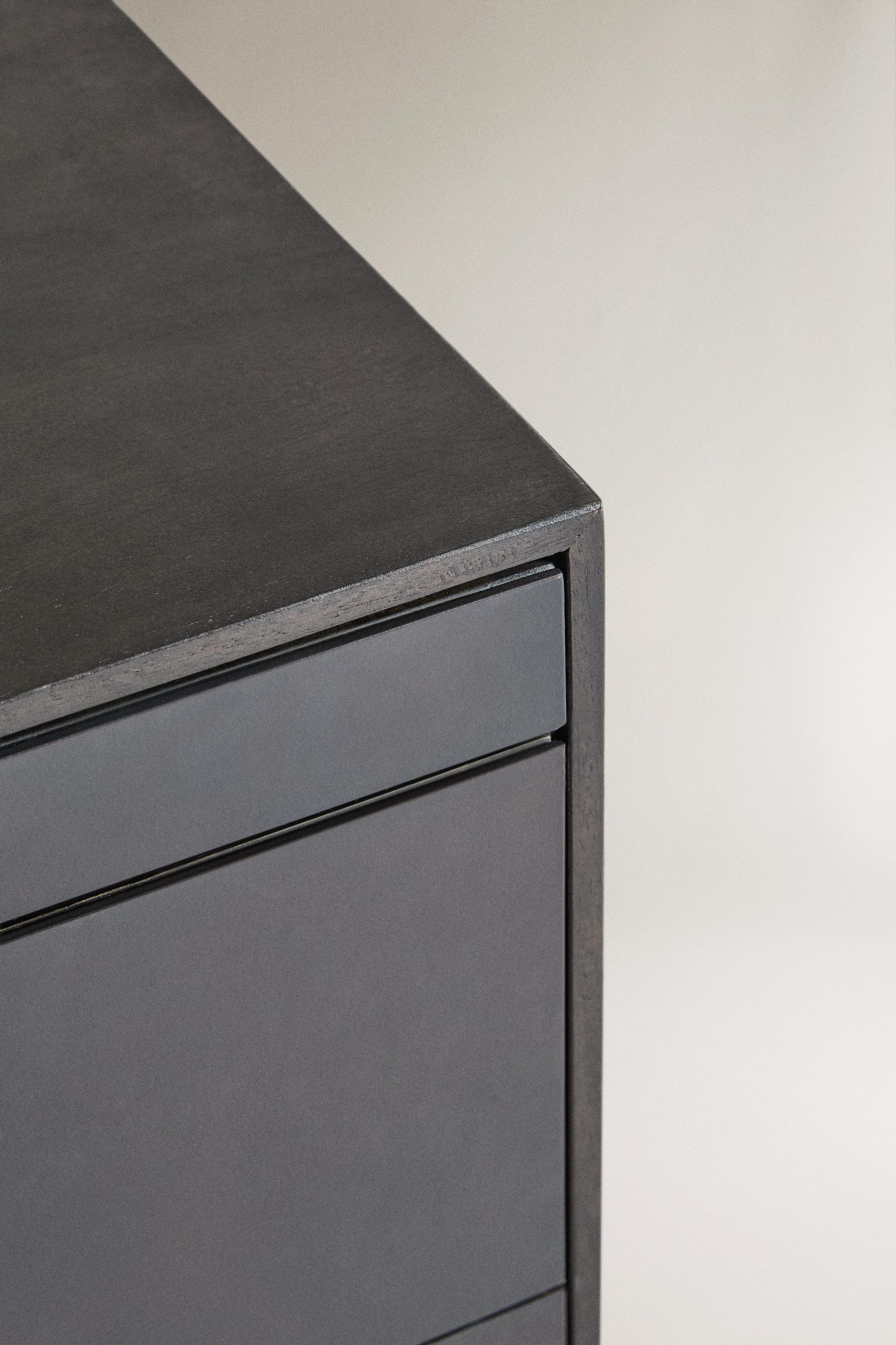 WOOD AND METAL BEDSIDE TABLE
