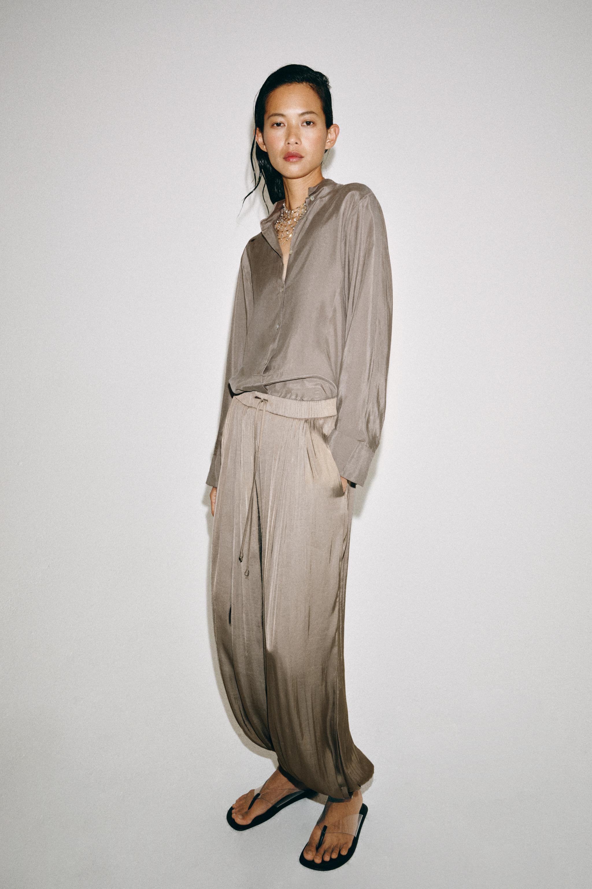 Женские брюки Zara ZW COLLECTION SATIN BALLOON PANTS