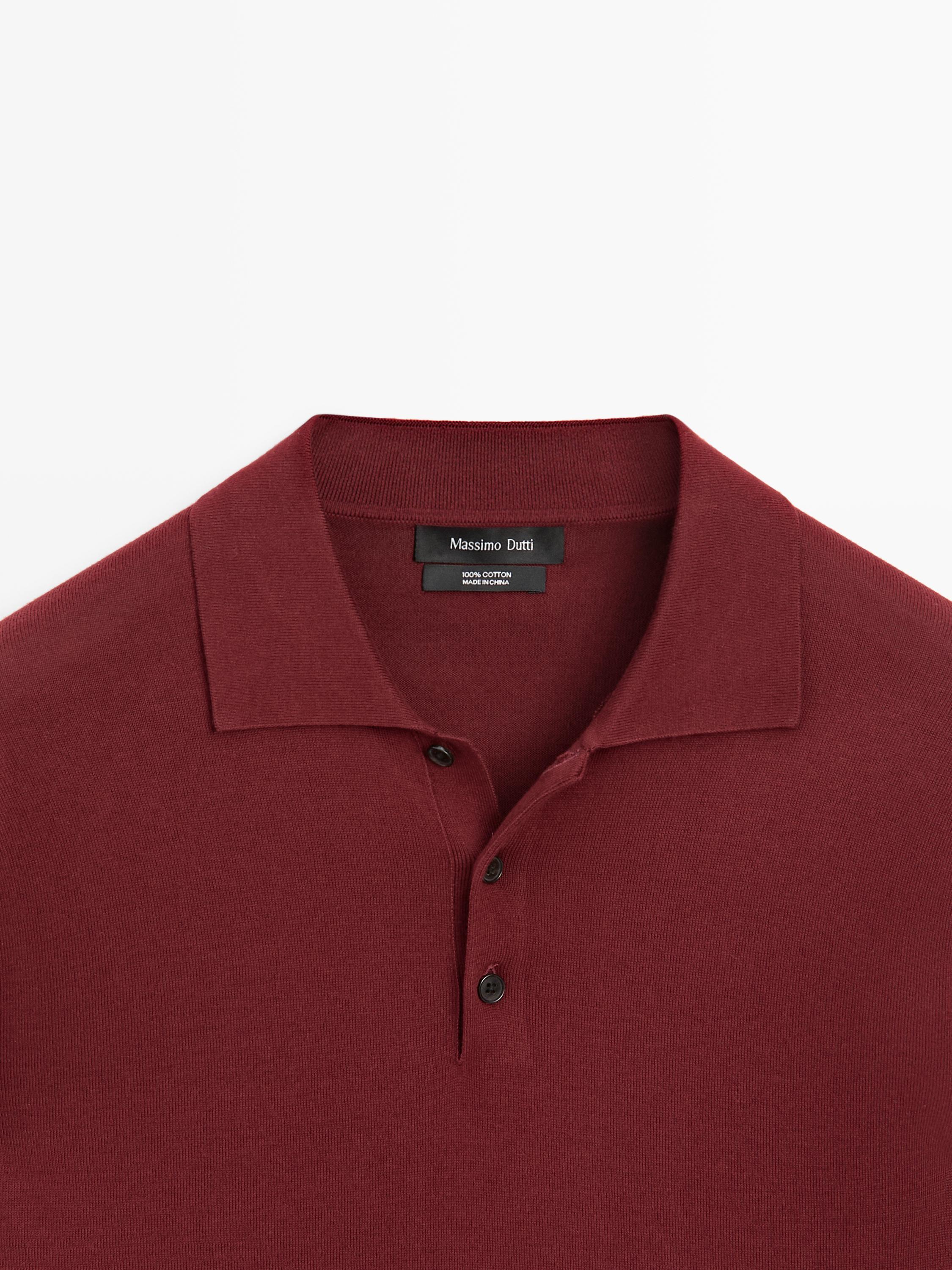 Cotton knit polo sweater