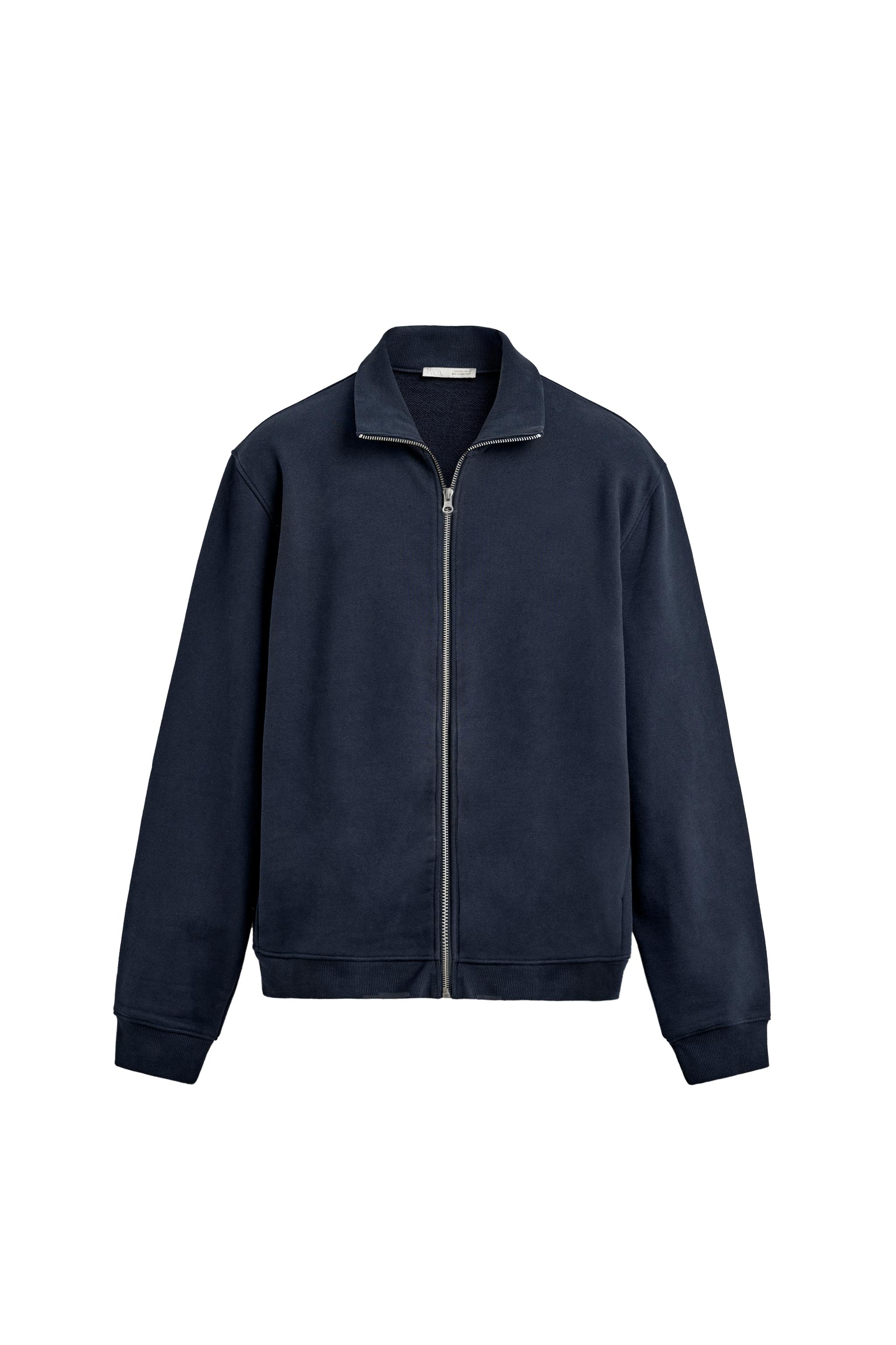 ベーシックジップアップスウェットシャツ - ネイビーブルー | ZARA