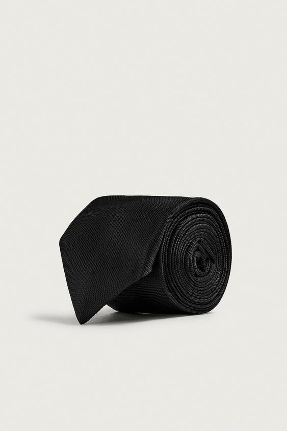 GRAVATA SLIM FIT 100% SEDA - Preto da Zara - Imagem 0