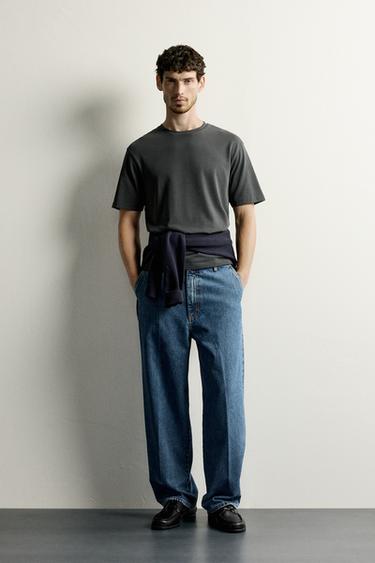 MEDIUM WEIGHT SHORT SLEEVE T-SHIRT - Dark grey by Zara - Image 0