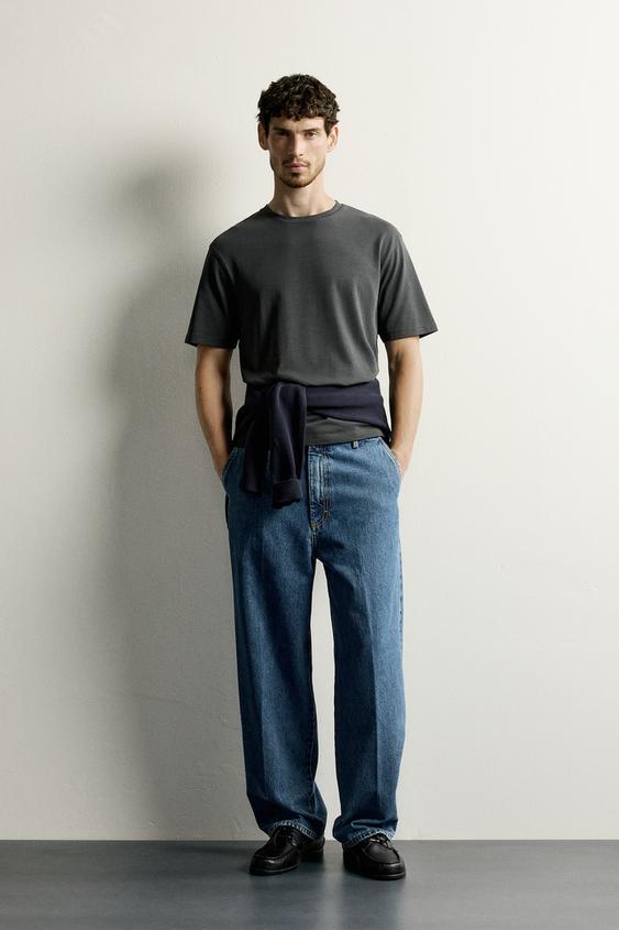 MEDIUM WEIGHT SHORT SLEEVE T-SHIRT - Dark grey by Zara - Image 0