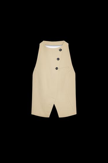 Zara OPEN BACK VEST TOP - taupe brown - Image 0