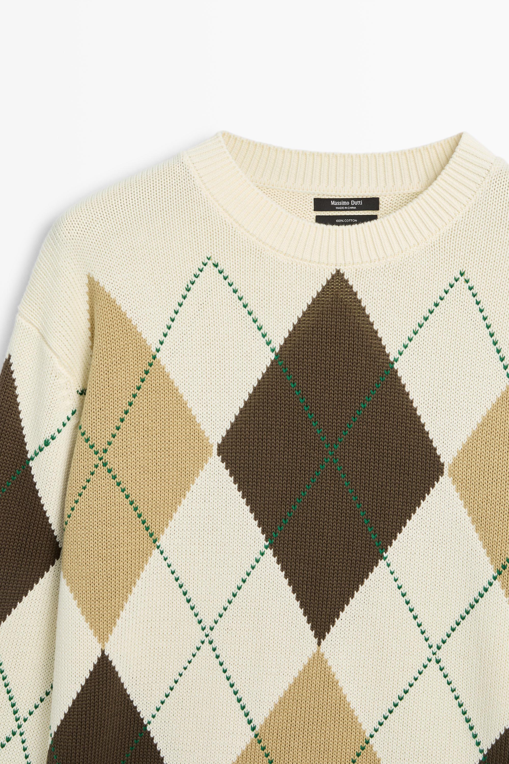 Pull en maille losanges 100% coton