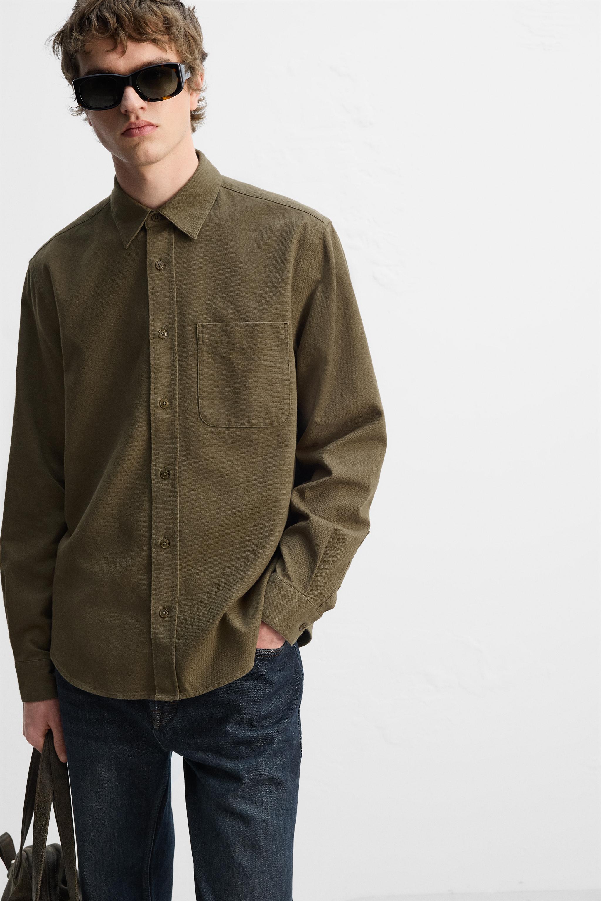 BRUSHED COTTON SHIRT - Ecru | ZARA United States BRUSHED COTTON SHIRT - Ecru | ZARA United States