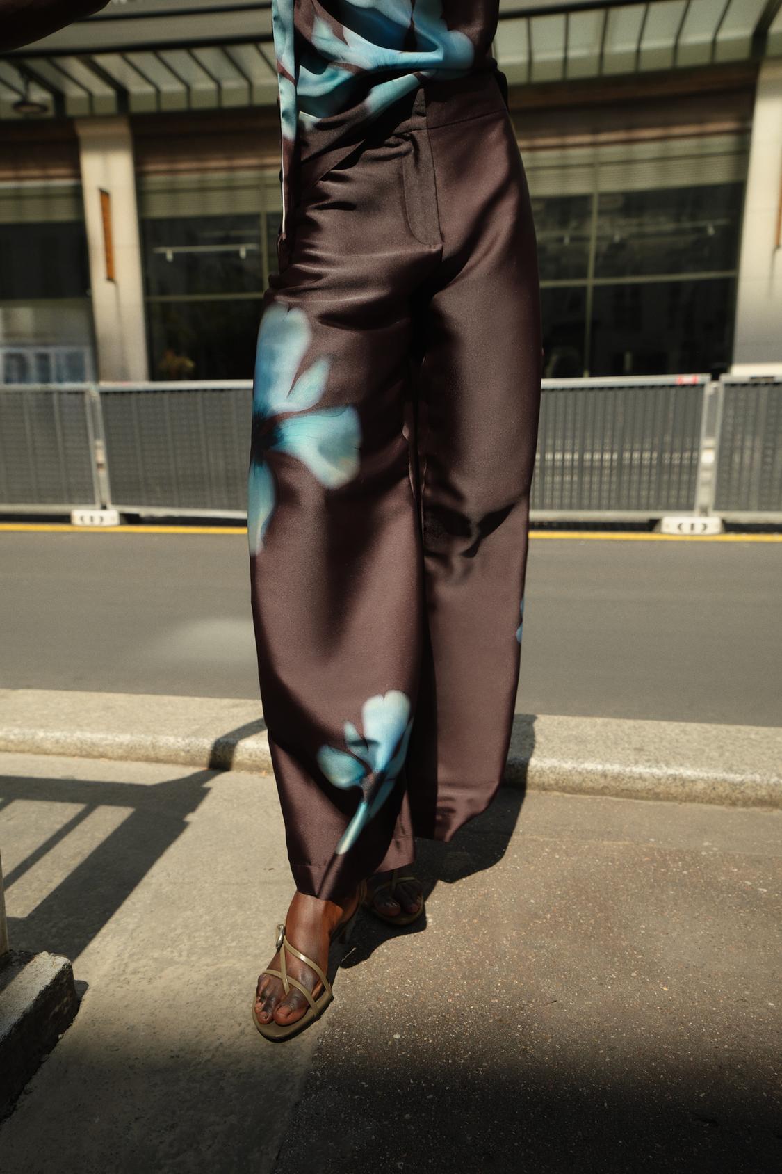 FLORAL PRINT SATIN PANTS
