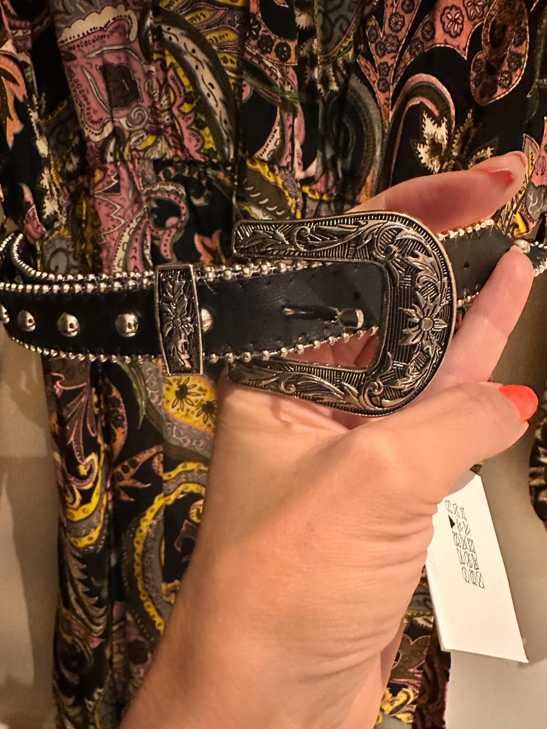 PRINTED DRESS WITH BELT - Image 3