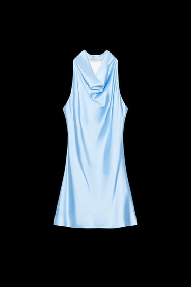 VESTIDO CORTO SATINADO - Azul pastel de Zara - Imagen 0