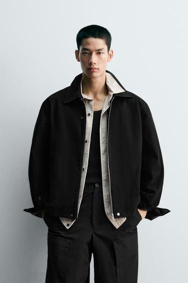 Zara 方正剪裁紋理外套 - 黑色