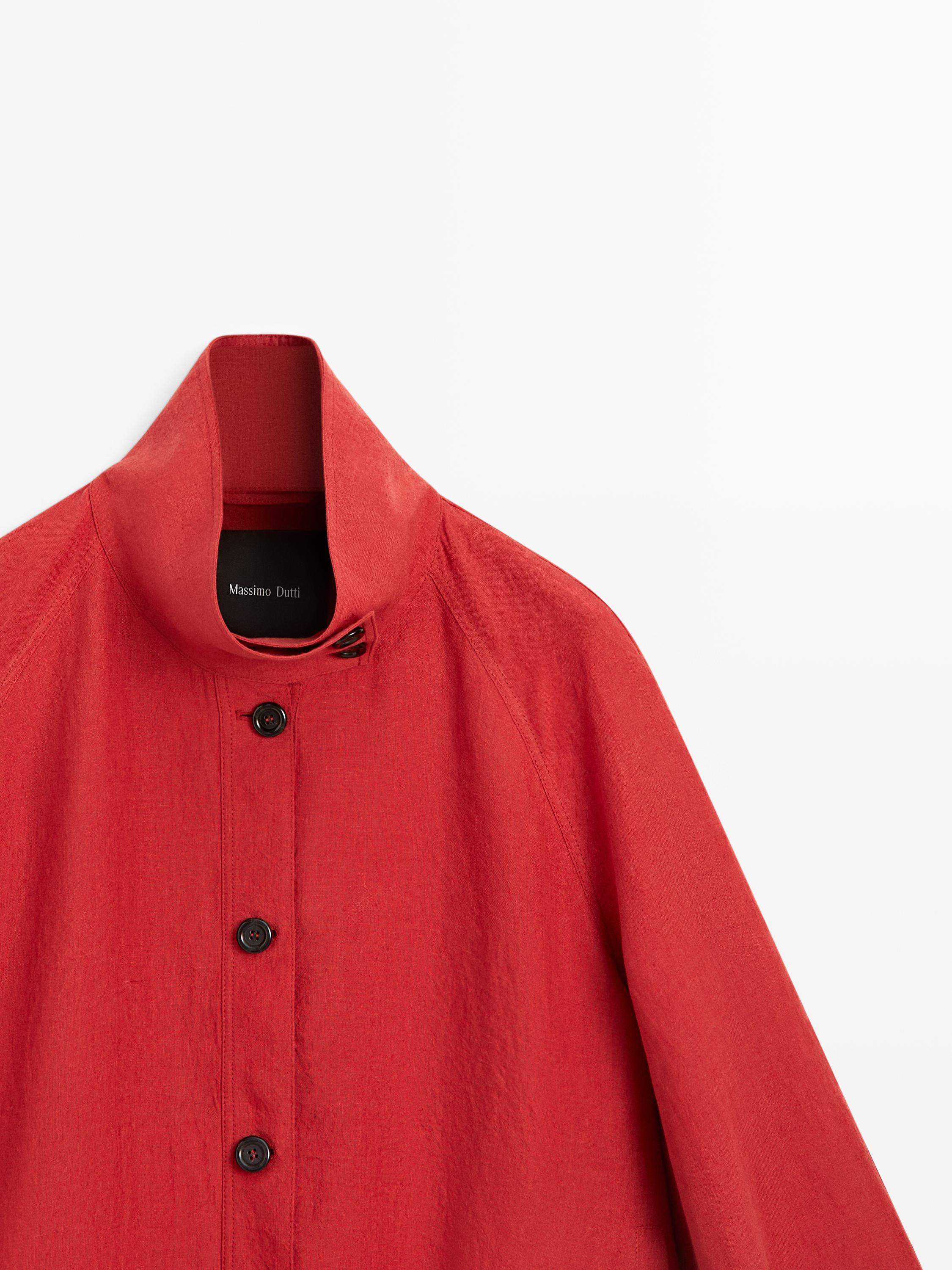 Linen puff bomber jacket