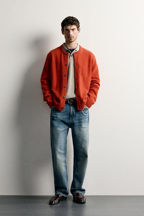 CÁRDIGAN REGULAR FIT MEZCLA LANA - Naranja de Zara - Imagen 0