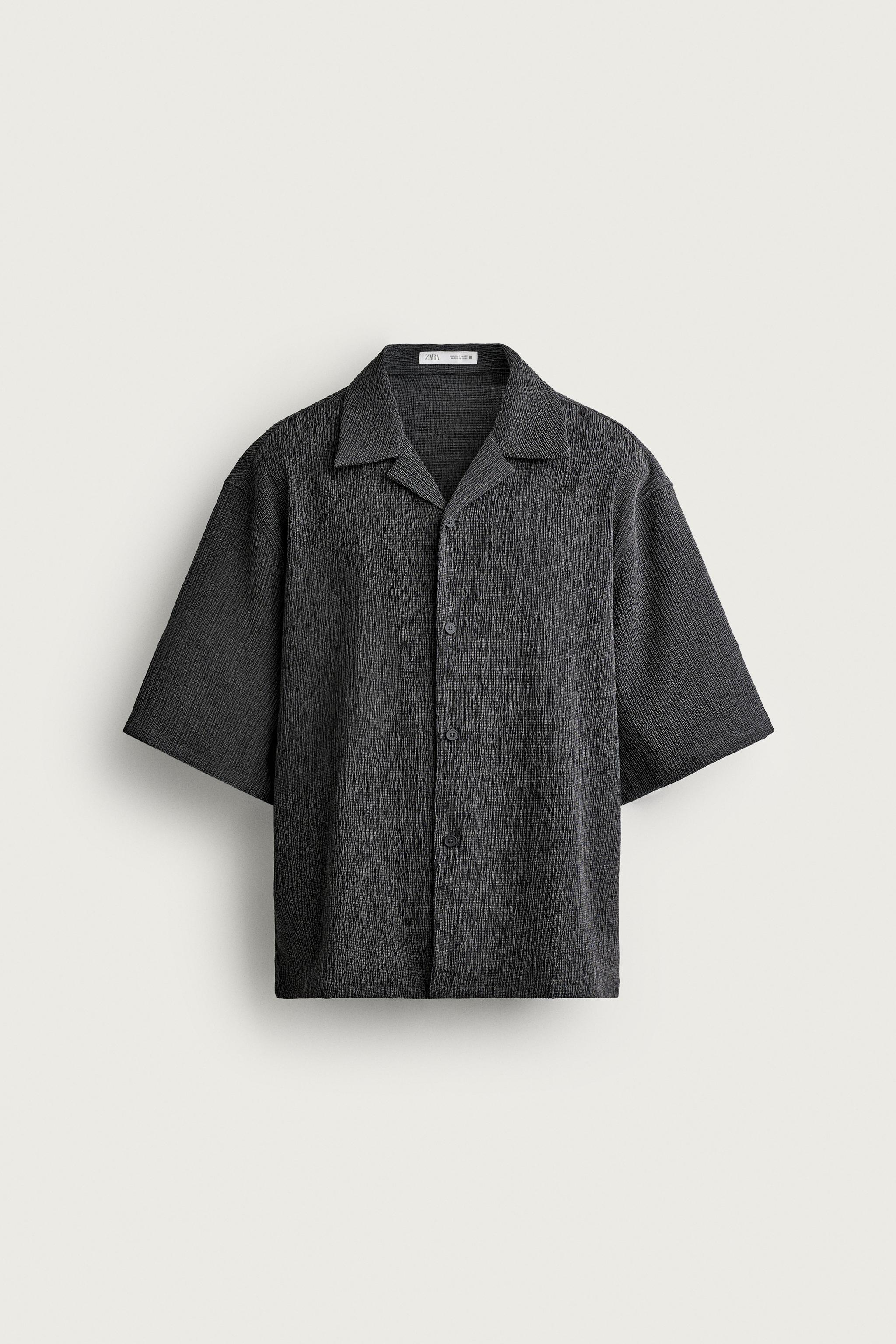 TEXTURED RELAXED FIT SHIRT — Anthracite Gray