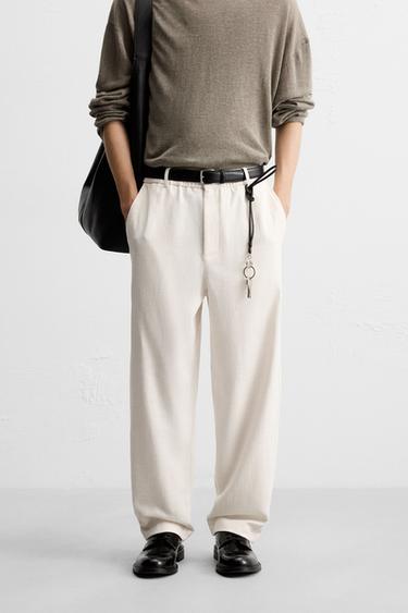 PANTALON REGULAR FIT STRUCTURÉ - Écru de Zara - Image 1