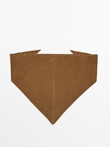 Zara Suede leather bandana - Dark mink